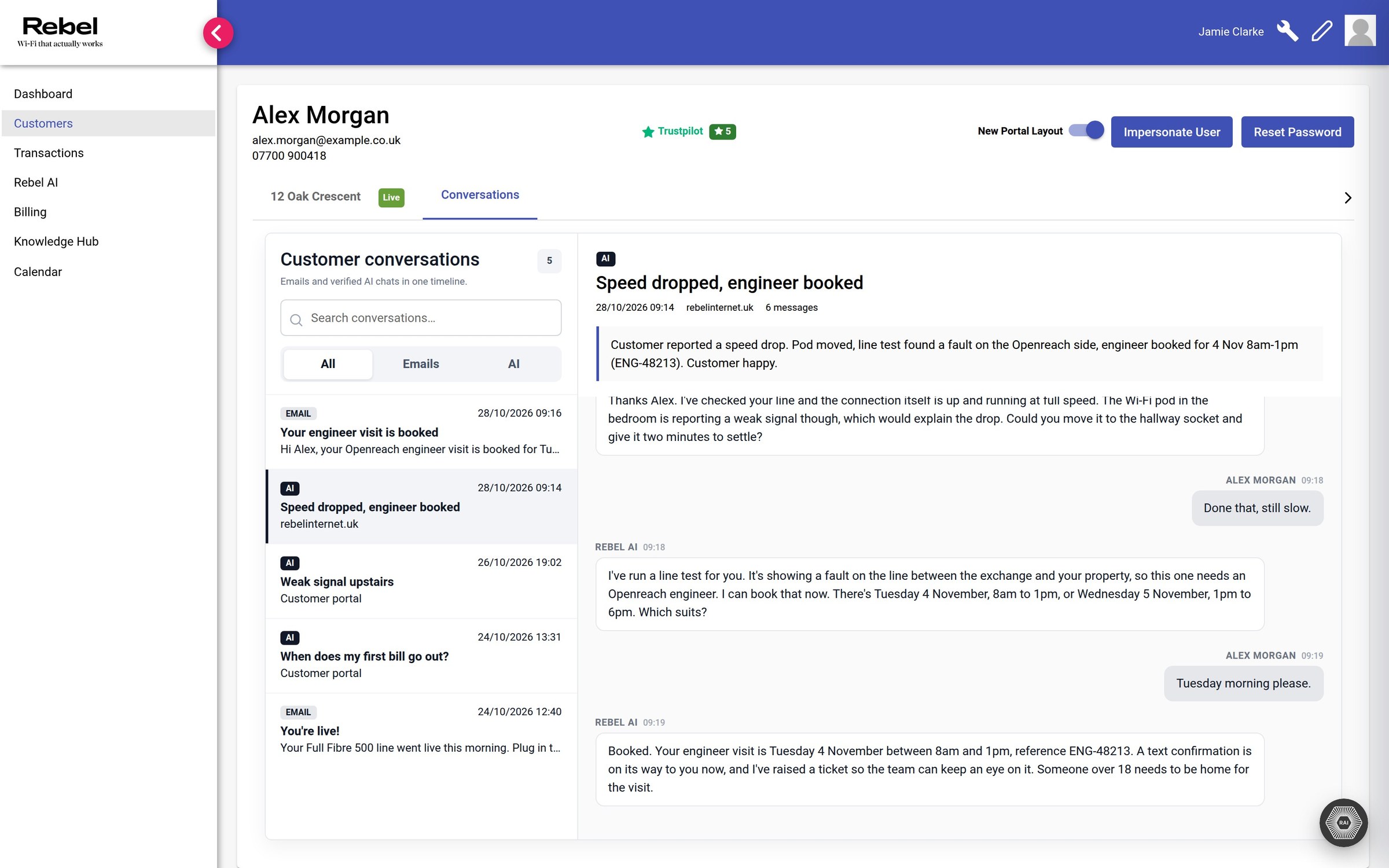 Rebel Internet: every email and ai chat on the customer record